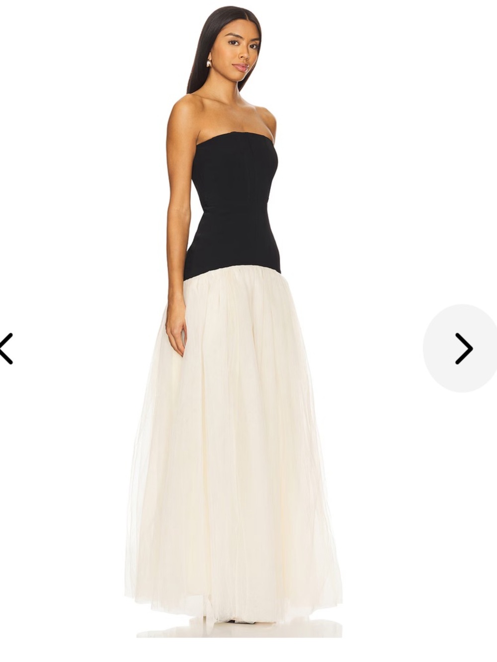 Lovers + Friends Alix Gown Black & Vanilla Strapless Tulle Maxi